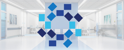 Hospital waiting room with Hackensack Meridian Health Logo