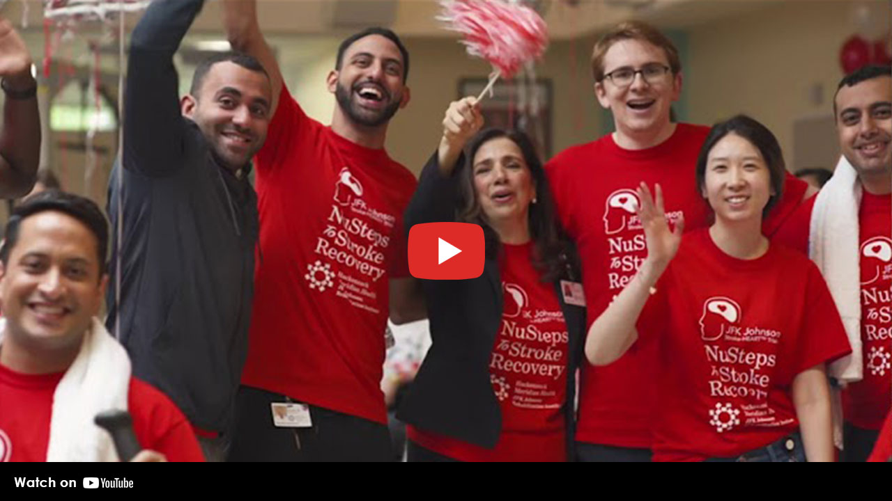 Healthcare volunteers wearing red shirts